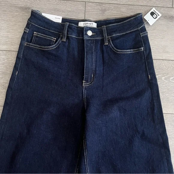 Vervet by Flying Monkey Wide Leg Stretch Cuffed Jean - Brilliant Jewel - Picture 2 of 10